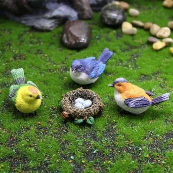 Уникални градински фигурки Екологичен дизайн на птичи гнезда Прекрасни фалшиви птичи гнезда Пейзажен декор Миниатюри Образователни играчки