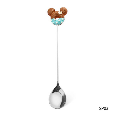 1PC поничка Сладка поничка от неръждаема стомана Десертна лъжица Вилица Кафе Сладолед Бонбони Кухненски прибори Бебешки Детски прибори за хранене