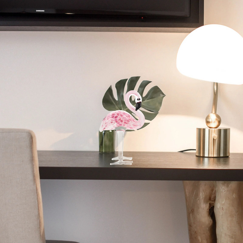 Kristályszimulált flamingó figura asztali dekoratív madárszobor otthoni irodai kertdíszekhez