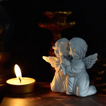 1PCS Ретро европейски Малък ангел Орнамент от гипсова смола Сладък ангел Орнаменти от смола Фигура Скулптура Ретро Фея Декорация на дома