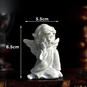 1PCS Ретро европейски Малък ангел Орнамент от гипсова смола Сладък ангел Орнаменти от смола Фигура Скулптура Ретро Фея Декорация на дома