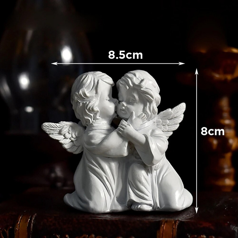 1Gb Retro Eiropas mazais eņģelis ģipša sveķu ornaments Jauki eņģeļu sveķu figūru ornamenti skulptūra Retro pasaku mājas dekorēšana