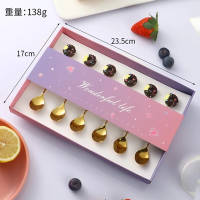 6 bucăți gogoși din oțel inoxidabil bomboane lingură furculițe cafea cu lapte linguri pentru amestecare unelte pentru prăjituri pentru desert set de tacâmuri linguriță veselă de bucătărie