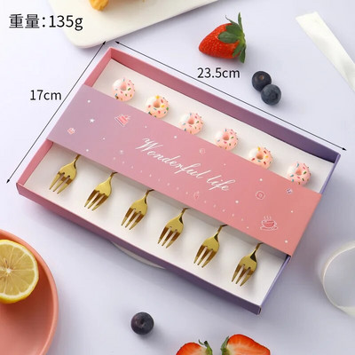 6 bucăți gogoși din oțel inoxidabil bomboane lingură furculițe cafea cu lapte linguri pentru amestecare unelte pentru prăjituri pentru desert set de tacâmuri linguriță veselă de bucătărie