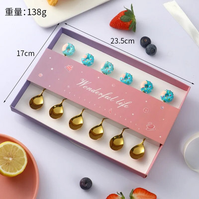 6 bucăți gogoși din oțel inoxidabil bomboane lingură furculițe cafea cu lapte linguri pentru amestecare unelte pentru prăjituri pentru desert set de tacâmuri linguriță veselă de bucătărie