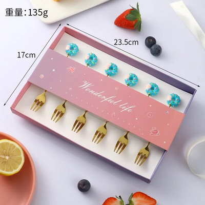 6 bucăți gogoși din oțel inoxidabil bomboane lingură furculițe cafea cu lapte linguri pentru amestecare unelte pentru prăjituri pentru desert set de tacâmuri linguriță veselă de bucătărie