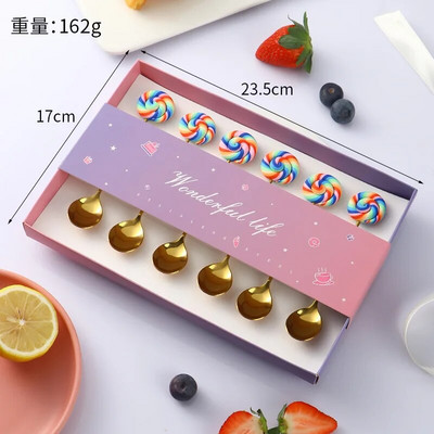 6 bucăți gogoși din oțel inoxidabil bomboane lingură furculițe cafea cu lapte linguri pentru amestecare unelte pentru prăjituri pentru desert set de tacâmuri linguriță veselă de bucătărie