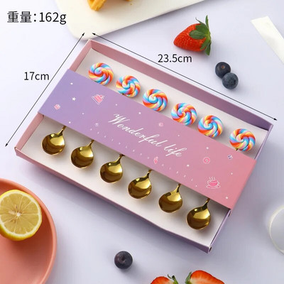 6 bucăți gogoși din oțel inoxidabil bomboane lingură furculițe cafea cu lapte linguri pentru amestecare unelte pentru prăjituri pentru desert set de tacâmuri linguriță veselă de bucătărie