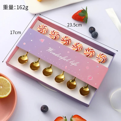 6 bucăți gogoși din oțel inoxidabil bomboane lingură furculițe cafea cu lapte linguri pentru amestecare unelte pentru prăjituri pentru desert set de tacâmuri linguriță veselă de bucătărie