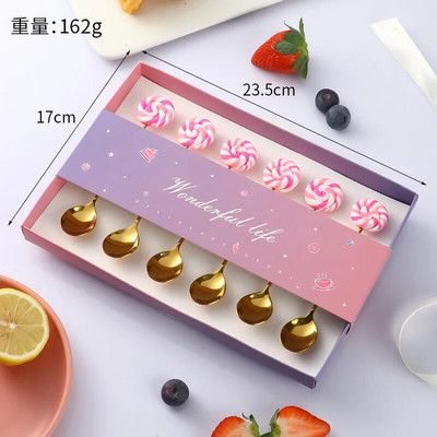 6 bucăți gogoși din oțel inoxidabil bomboane lingură furculițe cafea cu lapte linguri pentru amestecare unelte pentru prăjituri pentru desert set de tacâmuri linguriță veselă de bucătărie