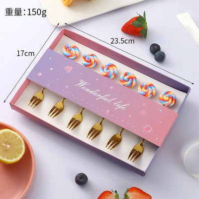 6 bucăți gogoși din oțel inoxidabil bomboane lingură furculițe cafea cu lapte linguri pentru amestecare unelte pentru prăjituri pentru desert set de tacâmuri linguriță veselă de bucătărie