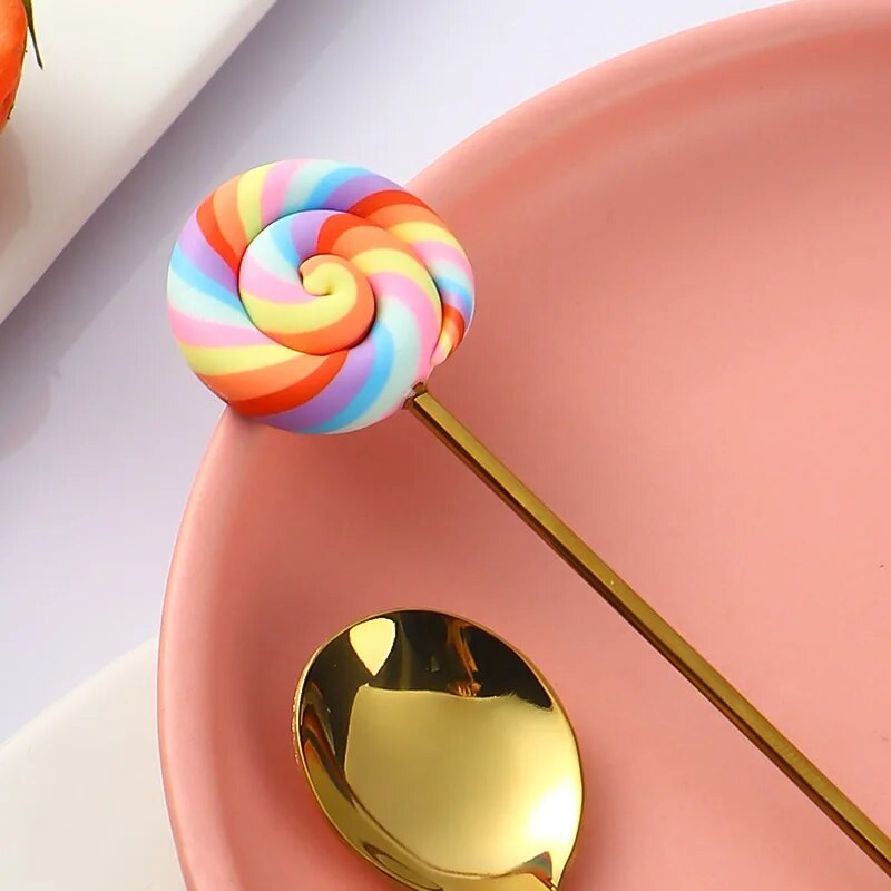 6 bucăți gogoși din oțel inoxidabil bomboane lingură furculițe cafea cu lapte linguri pentru amestecare unelte pentru prăjituri pentru desert set de tacâmuri linguriță veselă de bucătărie