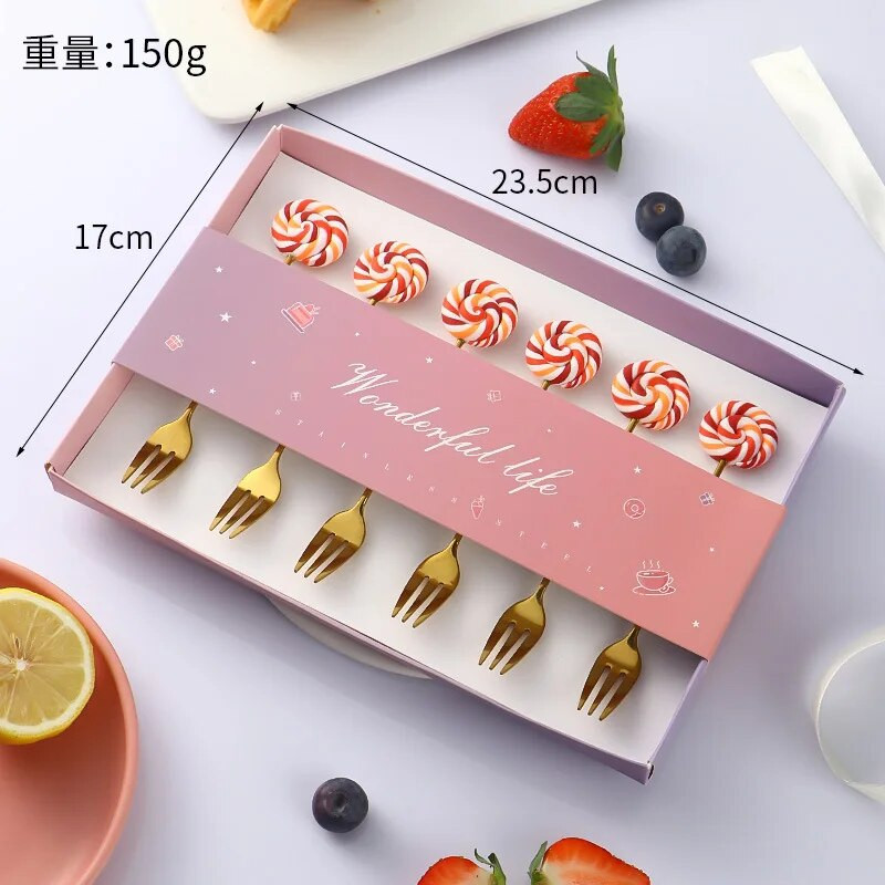 6 bucăți gogoși din oțel inoxidabil bomboane lingură furculițe cafea cu lapte linguri pentru amestecare unelte pentru prăjituri pentru desert set de tacâmuri linguriță veselă de bucătărie