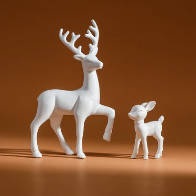 Szoba dekoráció Anya szarvas és őz aranyos szoba dekor szobrok figurák Kawaii miniatúrák szarvas szobrok lakberendezési figurák