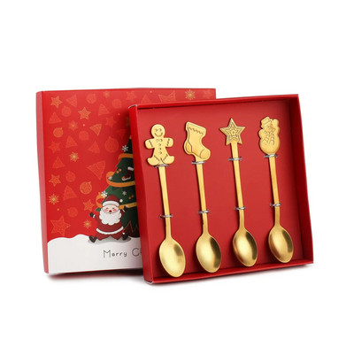 4 ΤΕΜ/2 ΤΕΜ. Χριστουγεννιάτικο Δώρο Σετ επιτραπέζια σκεύη χιονάνθρωπος μελόψωμο Χριστουγεννιάτικη διακόσμηση επιδόρπιο κουτάλι κουτάλι καφέ μαχαιροπήρουνα Δώρο