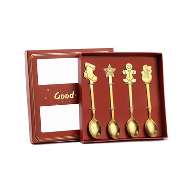 4 ΤΕΜ/2 ΤΕΜ. Χριστουγεννιάτικο Δώρο Σετ επιτραπέζια σκεύη χιονάνθρωπος μελόψωμο Χριστουγεννιάτικη διακόσμηση επιδόρπιο κουτάλι κουτάλι καφέ μαχαιροπήρουνα Δώρο