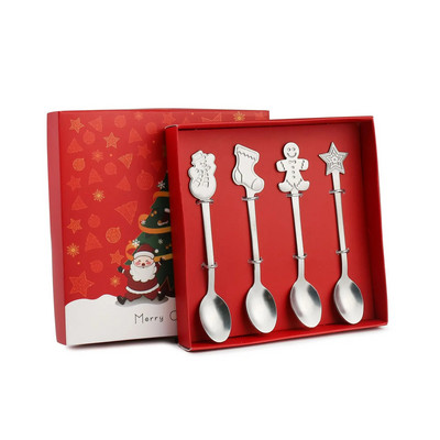 4 ΤΕΜ/2 ΤΕΜ. Χριστουγεννιάτικο Δώρο Σετ επιτραπέζια σκεύη χιονάνθρωπος μελόψωμο Χριστουγεννιάτικη διακόσμηση επιδόρπιο κουτάλι κουτάλι καφέ μαχαιροπήρουνα Δώρο