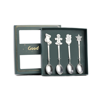 4 ΤΕΜ/2 ΤΕΜ. Χριστουγεννιάτικο Δώρο Σετ επιτραπέζια σκεύη χιονάνθρωπος μελόψωμο Χριστουγεννιάτικη διακόσμηση επιδόρπιο κουτάλι κουτάλι καφέ μαχαιροπήρουνα Δώρο