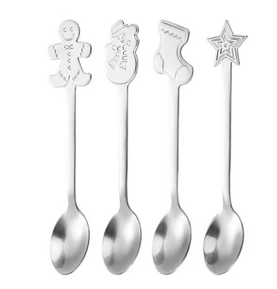 4 ΤΕΜ/2 ΤΕΜ. Χριστουγεννιάτικο Δώρο Σετ επιτραπέζια σκεύη χιονάνθρωπος μελόψωμο Χριστουγεννιάτικη διακόσμηση επιδόρπιο κουτάλι κουτάλι καφέ μαχαιροπήρουνα Δώρο