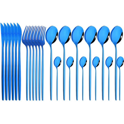 Spogulis 24 gab Zelta galda piederumu komplekti virtuves galda piederumi nerūsējošā tērauda nazis dakšiņas karotes sudraba trauku komplekts mājas trauku komplekts pusdienu komplekts