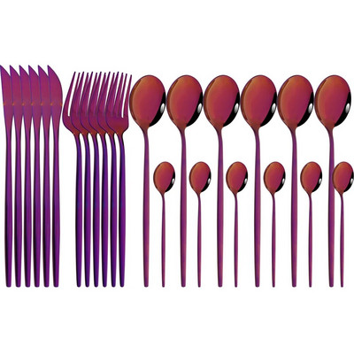 Spogulis 24 gab Zelta galda piederumu komplekti virtuves galda piederumi nerūsējošā tērauda nazis dakšiņas karotes sudraba trauku komplekts mājas trauku komplekts pusdienu komplekts