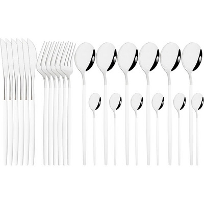 Spogulis 24 gab Zelta galda piederumu komplekti virtuves galda piederumi nerūsējošā tērauda nazis dakšiņas karotes sudraba trauku komplekts mājas trauku komplekts pusdienu komplekts