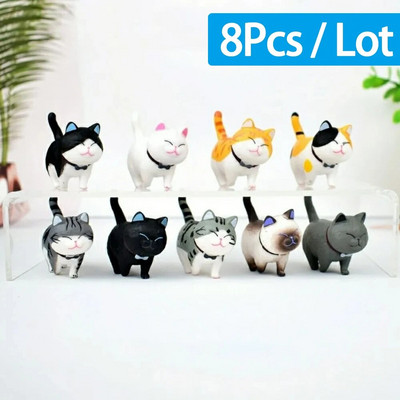 9-18 gab Mini kaķu rotājumi Jaukas Kawaii kaķēnu figūriņas dzimšanas dienas dāvanām mājas dekorēšanai Galda modelis Dārza piederumi
