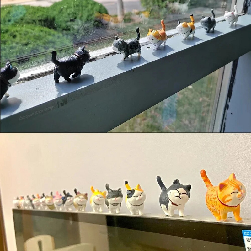 9-18 gab Mini kaķu rotājumi Jaukas Kawaii kaķēnu figūriņas dzimšanas dienas dāvanām mājas dekorēšanai Galda modelis Dārza piederumi