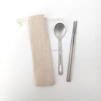 Tīra titāna galda piederumu komplekts āra mājsaimniecības matēts nažu un dakšu karotes irbulīši ceļojumu kempings pārnēsājams nažu un dakšiņu komplekts