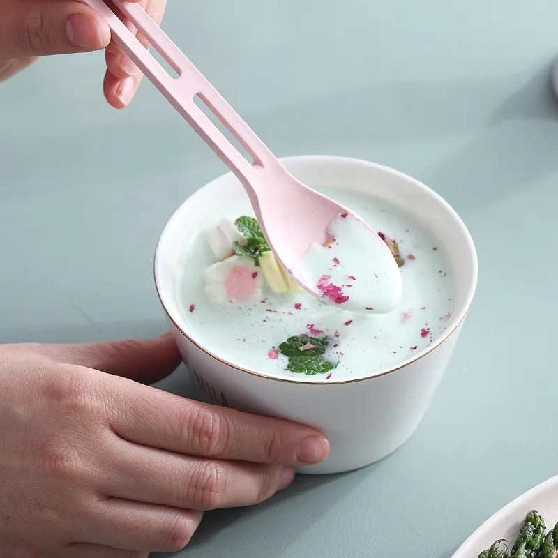 3 τμχ/σετ 3 σε 1 Σετ Φορητά Μαχαιροπήρουνα Ταξιδιού Μαχαίρι μαχαιροπίρουνου σιταριού στυλ Ιαπωνίας Πιρούνι Κουτάλι Σετ σερβίτσιων μαθητών σερβίτσια Κουζίνας