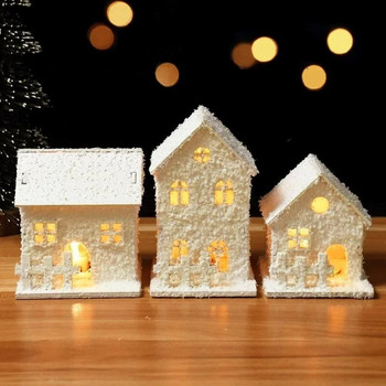 Χριστουγεννιάτικο Στολίδι Χριστουγεννιάτικο Led Light Ξύλινο Σπίτι με Χιονονιφάδα Φωτεινή Χριστουγεννιάτικη διακόσμηση καμπίνας