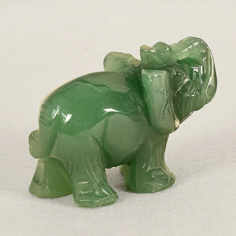 Zaļais aventurīns nefrīts Stons Lucky Elephant Fortune Fen Shui statuja figūriņa biroja ornaments čakra dziedinošie akmeņi statujas dekors