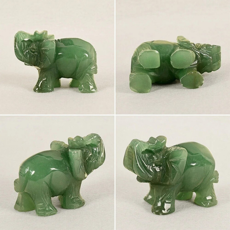 Zaļais aventurīns nefrīts Stons Lucky Elephant Fortune Fen Shui statuja figūriņa biroja ornaments čakra dziedinošie akmeņi statujas dekors