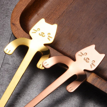 1 τμχ Χαριτωμένο κουτάλι γάτας Φορητό σπίτι από ανοξείδωτο ατσάλι Καφές τσαγιού κρεμασμένο κουτάλι γάτα Ποτό κουζίνα Gadget Flatware Εργαλεία κουζίνας