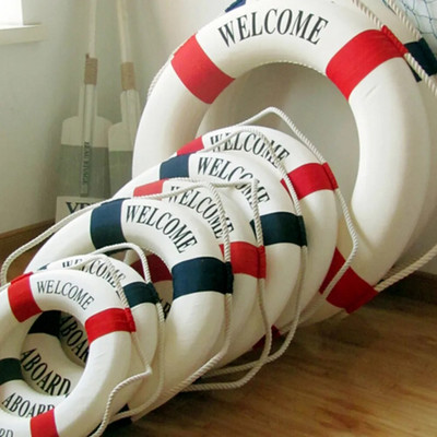 Добре дошли на борда на Nautical Life Спасителна шамандура Пръстен Лодка Окачване на стена Средиземноморски стил Декорация за дома
