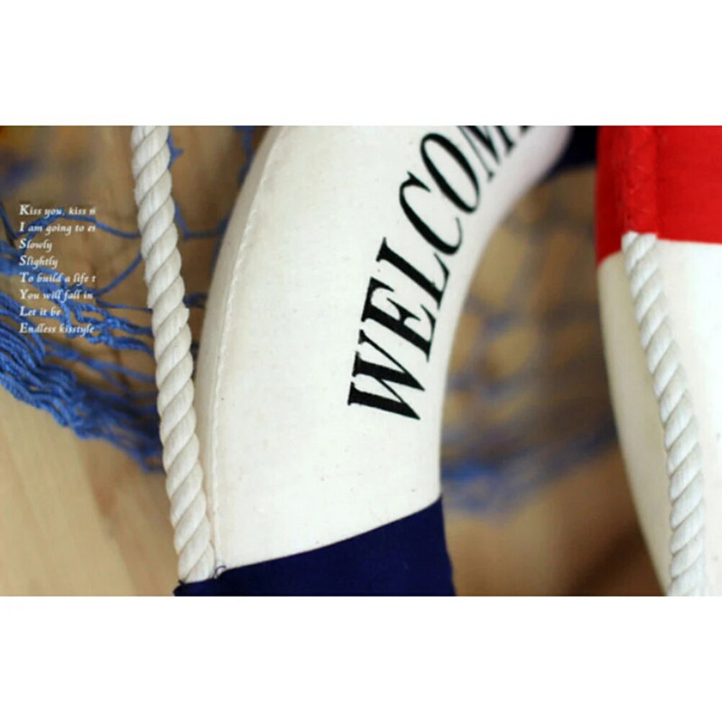 Laipni lūdzam uz jūras glābšanas riņķa laivas, piekarināma pie sienas Vidusjūras stila mājas dekorēšana