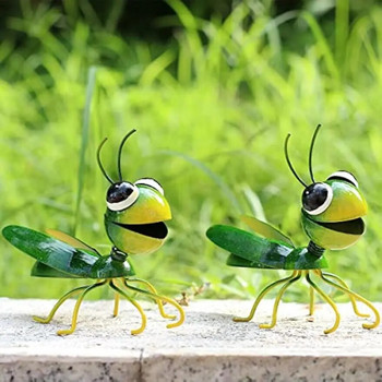 Cruis Cuka Metal Yard Art Garden Decor Cute Grasshopper Lawn Ornament ​Κρεμαστό γλυπτό τοίχου - Σετ 2