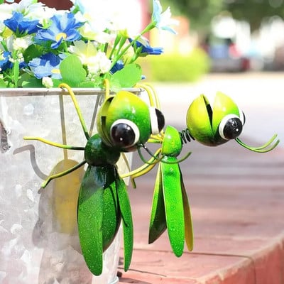 Cruis Cuka Metal Yard Art Garden Decor Cute Grasshopper Lawn Ornament ​Κρεμαστό γλυπτό τοίχου - Σετ 2