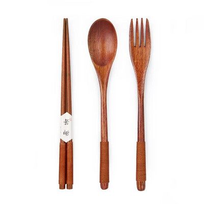 Nešiojami mediniai stalo reikmenys mediniai stalo įrankių rinkiniai Kelioniniai indų kostiumai su audiniais ir dovanų rinkiniai