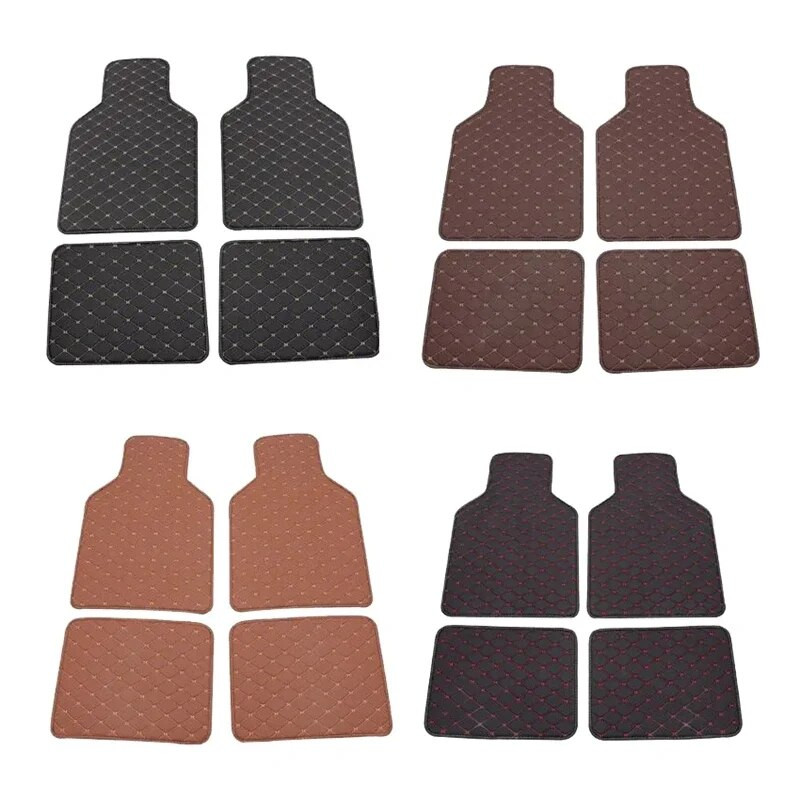 Universalus tinka 4 vnt. tinka SUV Drop Shipping Dirbtinės odos grindų kilimėlis, atsparus vandeniui pėdų pagalvėlės, apsauga priekinių ir galinių kilimėlių rinkinys