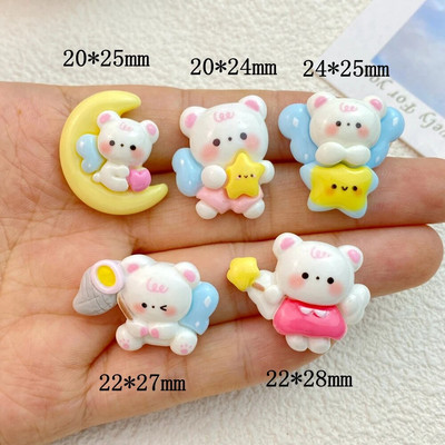 10gab. Jauna, jauka, sveķu karikatūra eņģeļu lāču sērija plakano muguras daļu izgreznojumi matu bantēm. Aksesuāri Bezmaksas piegāde