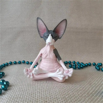 Причудлива котка на Буда със сфинкс, спокойна медитационна котка, художествена статуя, колекционерски фигурки за домашния офис, градински статуи на открито