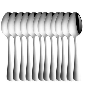 12 gab., Nerūsējošā tērauda kafijas tējkarotes vakariņu karotes komplekts saldējums sundie augļu karotes trauki instrumenti galda piederumu komplekts