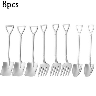 1/4/8/Pcs Κουτάλια φτυαριού από ανοξείδωτο ατσάλι Κουταλάκια δημιουργικού καφέ για επιδόρπιο παγωτού Σετ μαχαιροπήρουνων επιτραπέζιων σκευών