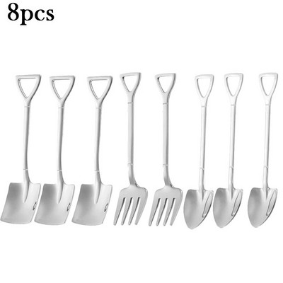 1/4/8/Pcs Κουτάλια φτυαριού από ανοξείδωτο ατσάλι Κουταλάκια δημιουργικού καφέ για επιδόρπιο παγωτού Σετ μαχαιροπήρουνων επιτραπέζιων σκευών
