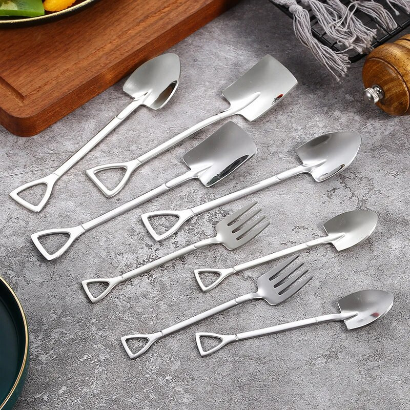 1/4/8/Pcs Κουτάλια φτυαριού από ανοξείδωτο ατσάλι Κουταλάκια δημιουργικού καφέ για επιδόρπιο παγωτού Σετ μαχαιροπήρουνων επιτραπέζιων σκευών