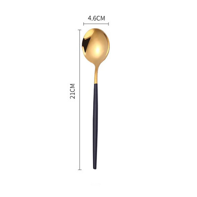 4 db rozsdamentes acél arany evőeszköz készlet fekete luxus étkészlet s étkészlet konyhai villa kanalak kések