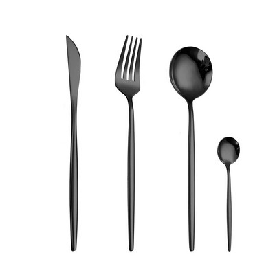 4 db rozsdamentes acél arany evőeszköz készlet fekete luxus étkészlet s étkészlet konyhai villa kanalak kések