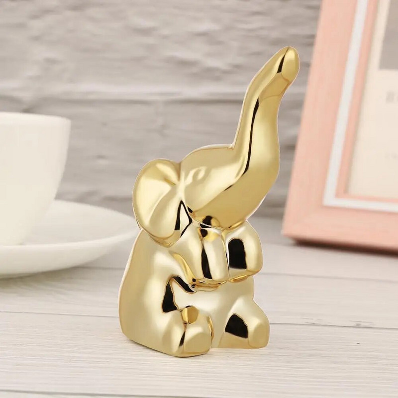 Mieli aukso spalvos keramikiniai amatai statulėlės Kūrybiškas gyvūnas mažas dramblys triušiukas miniatiūrinė figūrėlė darbastalio papuošalai namų dekoravimui