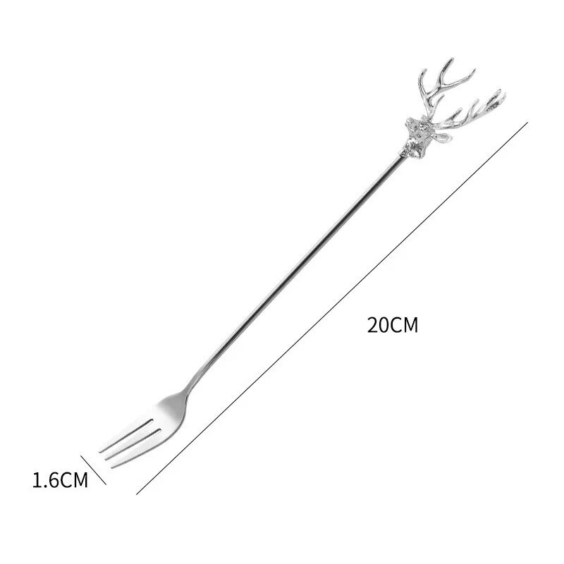 Oțel inoxidabil Milu Cerb Cafea Tort Linguriță Furculiță Desert Linguriță Amestecare Linguriță Înghețată Lingură Fructe Furculiță Rechizite de bucătărie